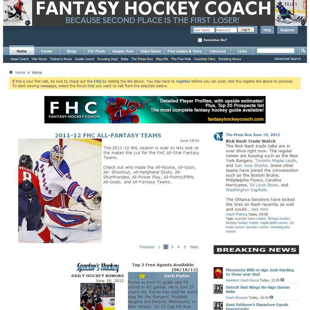 Fantasy Hockey Coach - Hockey Pool and Keeper Hockey Advice - Home